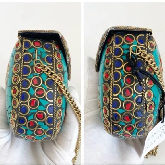 🌷FROM ST. XAVIER The Aby Clutch Turquoise Mosaic Mini Bag - Picture 5 of 10